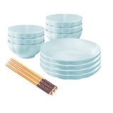 SOGA Light Blue Japanese Style Ceramic Dinnerware Crockery Soup Bowl Plate Server Kitchen Home Decor Set of 10 - Cafe Supply