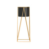 SOGA 70cm Gold Metal Plant Stand with Black Flower Pot Holder Corner Shelving Rack Indoor Display - Cafe Supply