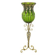 SOGA 85cm Green Glass Floor Vase with Tall Metal Flower Stand - Cafe Supply