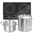 SOGA Dual Burners Cooktop Stove, 21L Stainless Steel Stockpot 30cm and 30cm Induction Casserole - Cafe Supply