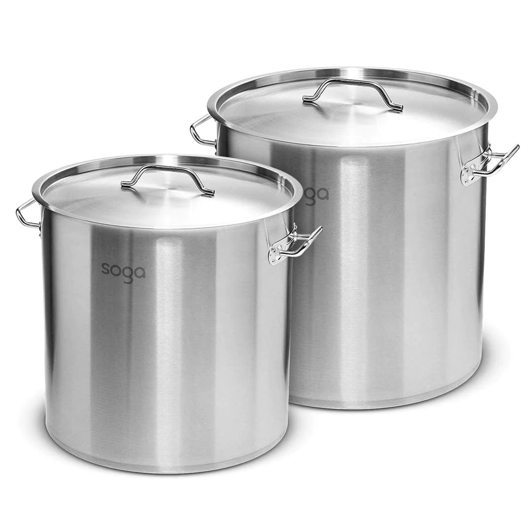 SOGA Stock Pot 21L 50L Top Grade Thick Stainless Steel Stockpot 18/10 - Cafe Supply