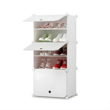 SOGA 5 Tier White Shoe Rack Organizer Sneaker Footwear Storage Stackable Stand Cabinet Portable Wardrobe with Cover - Cafe Supply