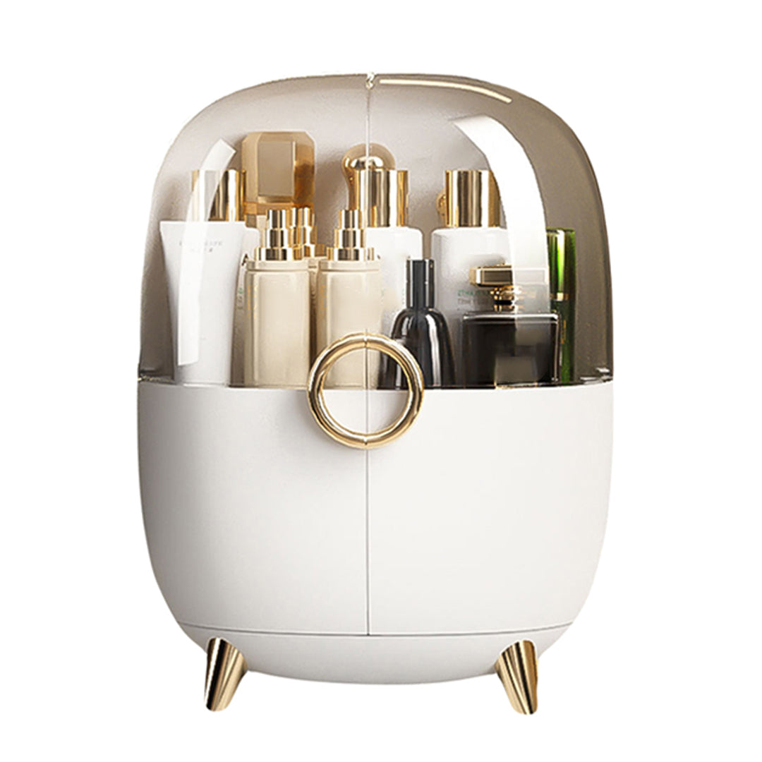 SOGA White Transparent Countertop Makeup Organiser Cosmetic Storage Waterproof Dustproof Bathroom Skincare Holder with Lid - Cafe Supply
