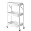 SOGA 3 Tier Steel White Foldable Kitchen Cart Multi-Functional Shelves Portable Storage Organizer with Wheels - Cafe Supply
