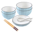 SOGA Blue Japanese Style Ceramic Dinnerware Crockery Soup Bowl Plate Server Kitchen Home Decor Set of 6 - Cafe Supply