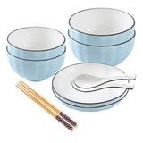 SOGA Blue Japanese Style Ceramic Dinnerware Crockery Soup Bowl Plate Server Kitchen Home Decor Set of 6 - Cafe Supply