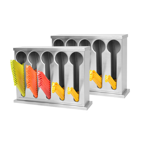 SOGA 2X Stainless Steel Buffet Restaurant Spoon Utensil Holder Storage Rack 5 Holes - Cafe Supply