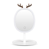 SOGA White Antler LED Light Makeup Mirror Tabletop Vanity Home Decor - Cafe Supply