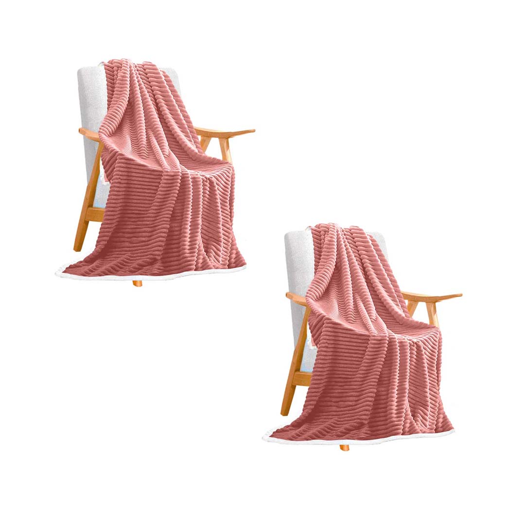 SOGA 2X Throw Blanket Warm Cozy Double Sided Thick Flannel Coverlet Fleece Bed Sofa Comforter Pink - Cafe Supply