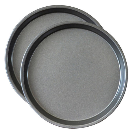 SOGA 2X 8-inch Round Black Steel Non-stick Pizza Tray Oven Baking Plate Pan - Cafe Supply
