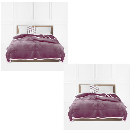 SOGA 2X Light Purple Throw Blanket Warm Cozy Double Sided Thick Flannel Coverlet Fleece Bed Sofa Comforter - Cafe Supply