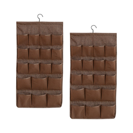 SOGA 2X Coffee Double Sided Hanging Storage Bag Underwear Bra Socks Mesh Pocket Hanger Home Organiser - Cafe Supply