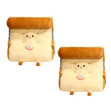 SOGA 2X Smiley Face Toast Bread Wedge Cushion Stuffed Plush Cartoon Back Support Pillow Home Decor - Cafe Supply