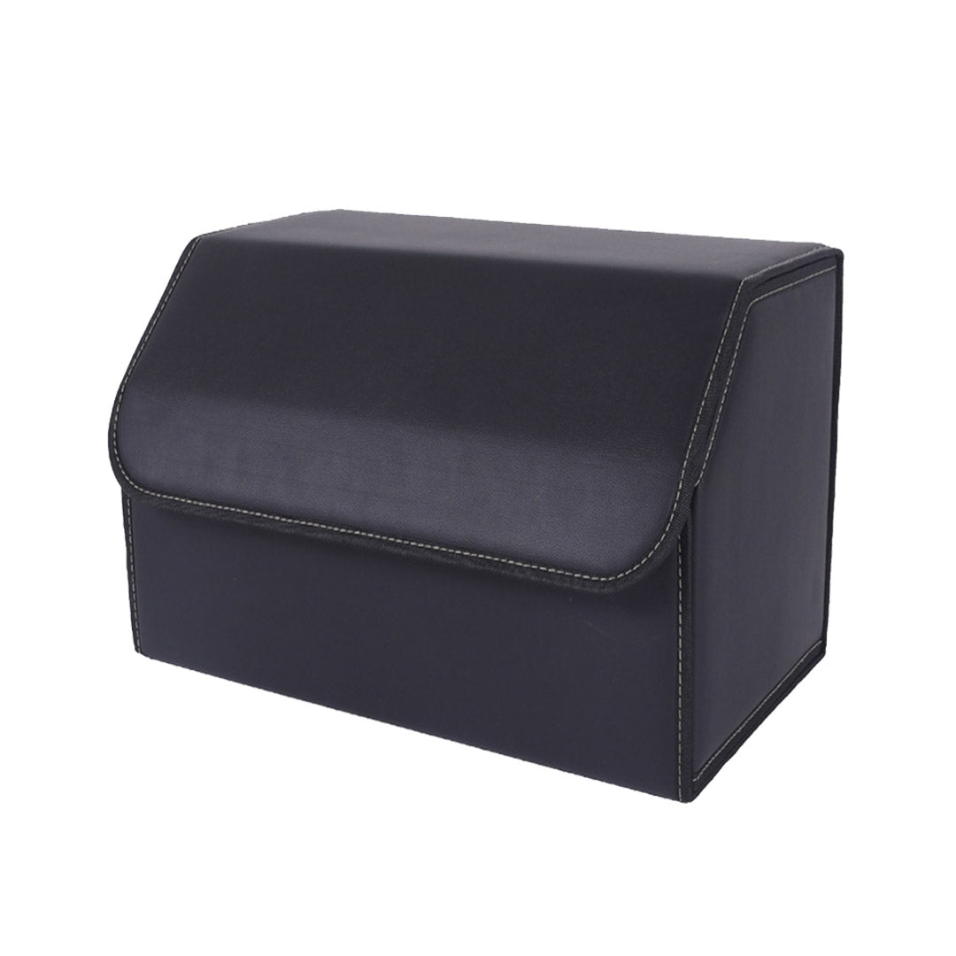 SOGA Leather Car Boot Collapsible Foldable Trunk Cargo Organizer Portable Storage Box Black Medium - Cafe Supply