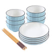 SOGA Blue Japanese Style Ceramic Dinnerware Crockery Soup Bowl Plate Server Kitchen Home Decor Set of 10 - Cafe Supply