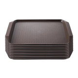 SOGA Rectangular Serving Tray Heavy Duty Waterproof Stackable Plastic Food Snack Pan Set of 10 Coffee - Cafe Supply