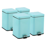 SOGA 4X 6L Foot Pedal Stainless Steel Rubbish Recycling Garbage Waste Trash Bin Square Blue - Cafe Supply
