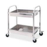 SOGA 2 Tier 85x45x90cm Stainless Steel Kitchen Trolley Bowl Collect Service Food Cart Medium - Cafe Supply