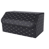 SOGA Leather Car Boot Collapsible Foldable Trunk Cargo Organizer Portable Storage Box Black/Gold Stitch Large - Cafe Supply