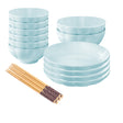 SOGA Light Blue Japanese Style Ceramic Dinnerware Crockery Soup Bowl Plate Server Kitchen Home Decor Set of 12 - Cafe Supply