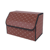 SOGA Leather Car Boot Collapsible Foldable Trunk Cargo Organizer Portable Storage Box Coffee/Gold Stitch Medium - Cafe Supply