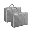 SOGA 2X Grey Plaid Large Storage Luggage Bag Double Zipper Foldable Travel Organiser Essentials - Cafe Supply