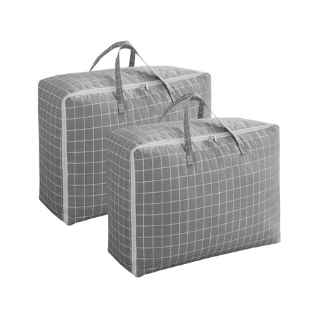 SOGA 2X Grey Plaid Large Storage Luggage Bag Double Zipper Foldable Travel Organiser Essentials - Cafe Supply
