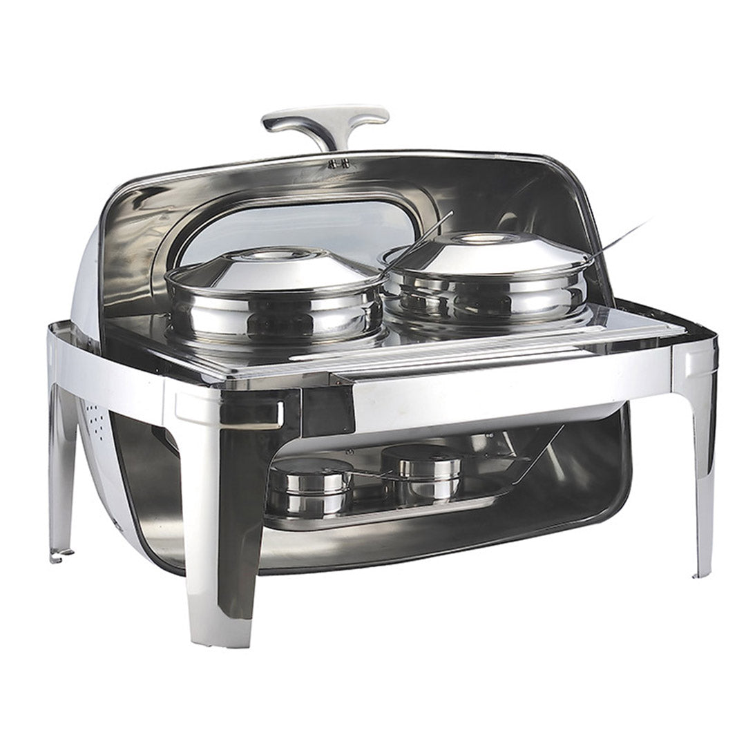 SOGA 6.5L Stainless Steel Double Soup Tureen Bowl Station Roll Top Buffet Chafing Dish Catering Chafer Food Warmer Server - Cafe Supply