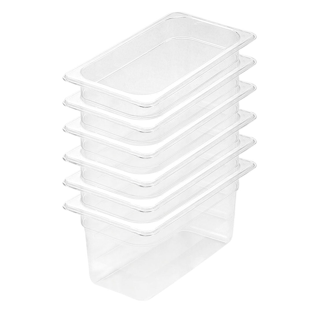 SOGA 150mm Clear Gastronorm GN Pan 1/3 Food Tray Storage Bundle of 6 - Cafe Supply
