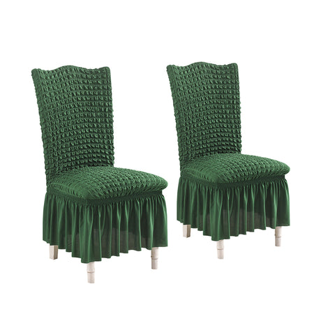 SOGA 2X Dark Green Chair Cover Seat Protector with Ruffle Skirt Stretch Slipcover Wedding Party Home Decor - Cafe Supply