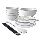 SOGA White Japanese Style Ceramic Dinnerware Crockery Soup Bowl Plate Server Kitchen Home Decor Set of 7 - Cafe Supply
