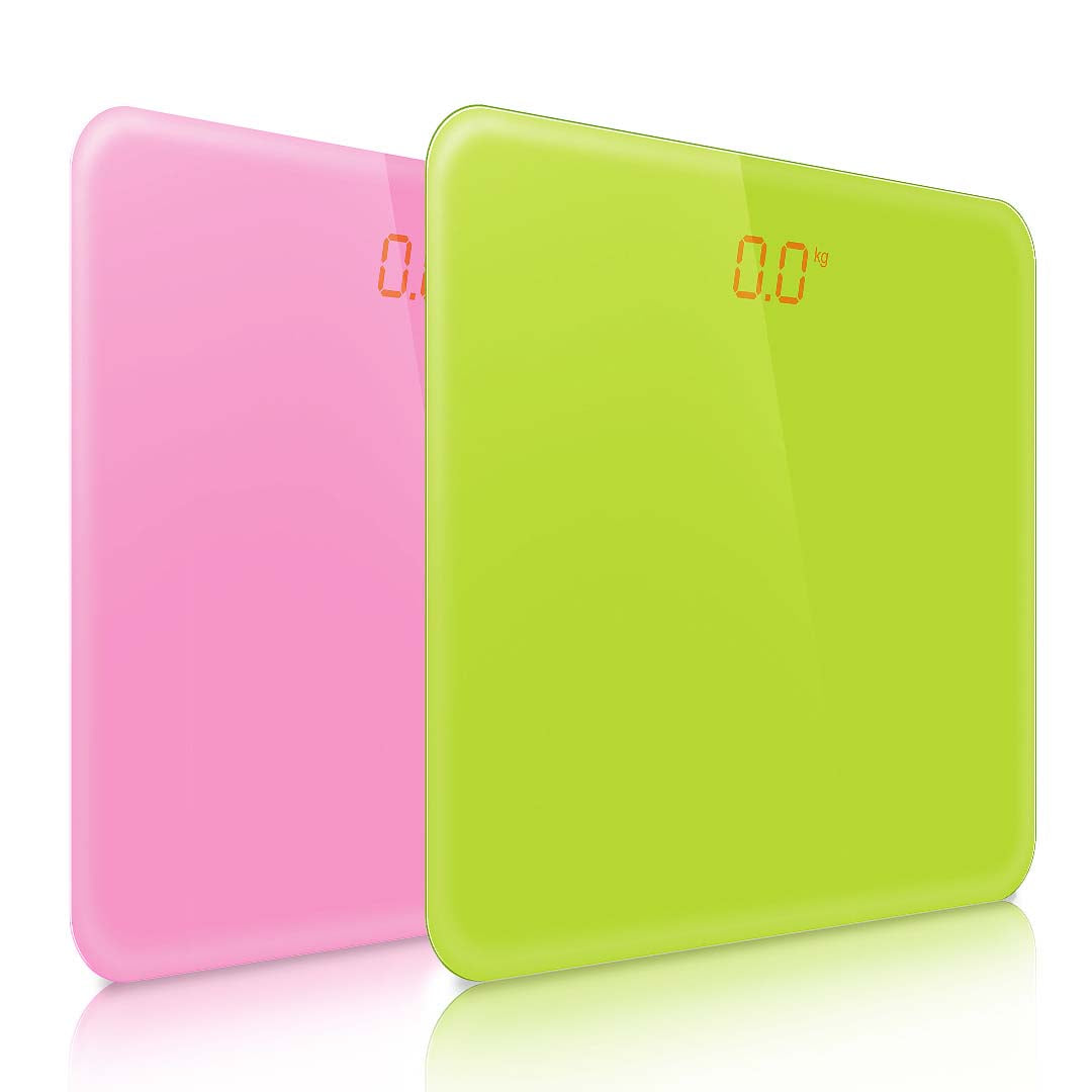 SOGA 2X 180kg Digital Fitness Weight Bathroom Gym Body Glass LCD Electronic Scales Pink/Green - Cafe Supply