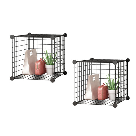 SOGA 2X Black Portable Single Cube Storage Organiser Foldable DIY Modular Grid Space Saving Shelf - Cafe Supply