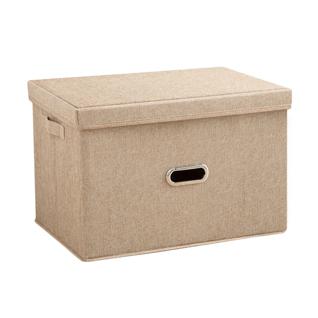 SOGA Beige Medium Foldable Canvas Storage Box Cube Clothes Basket Organiser Home Decorative Box - Cafe Supply