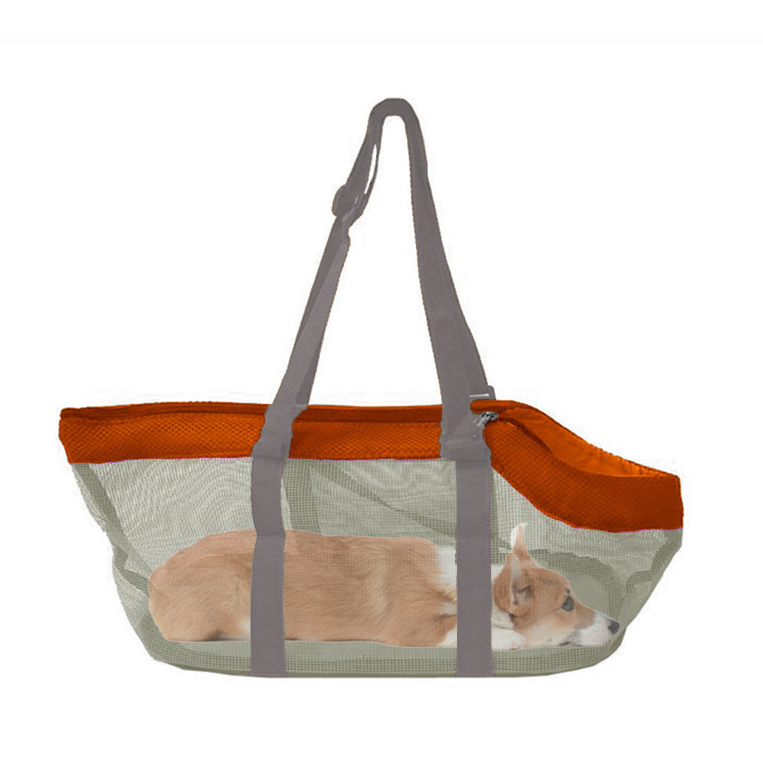 SOGA Orange Pet Carrier Bag Breathable Net Mesh Tote Pouch Dog Cat Travel Essentials - Cafe Supply