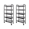 SOGA 2X 5 Tier Steel Black Bee Mesh Kitchen Cart Multi-Functional Shelves Portable Storage Organizer with Wheels - Cafe Supply