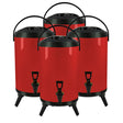 SOGA 4X 8L Stainless Steel Insulated Milk Tea Barrel Hot and Cold Beverage Dispenser Container with Faucet Red - Cafe Supply