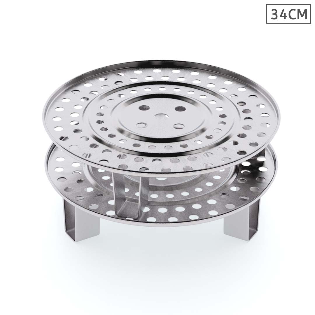 SOGA 2X 34cm Stainless Steel Steamer Insert Stock Pot Steaming Rack Stockpot Tray - Cafe Supply