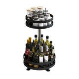 SOGA 2 Tier Steel Black Round Rotating Multi-Function Kitchen Portable Storage Spice Seasoning Kitchen Countertop Organiser Shelf - Cafe Supply