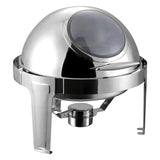 SOGA 6L Round Chafing Stainless Steel Food Warmer with Glass Roll Top - Cafe Supply