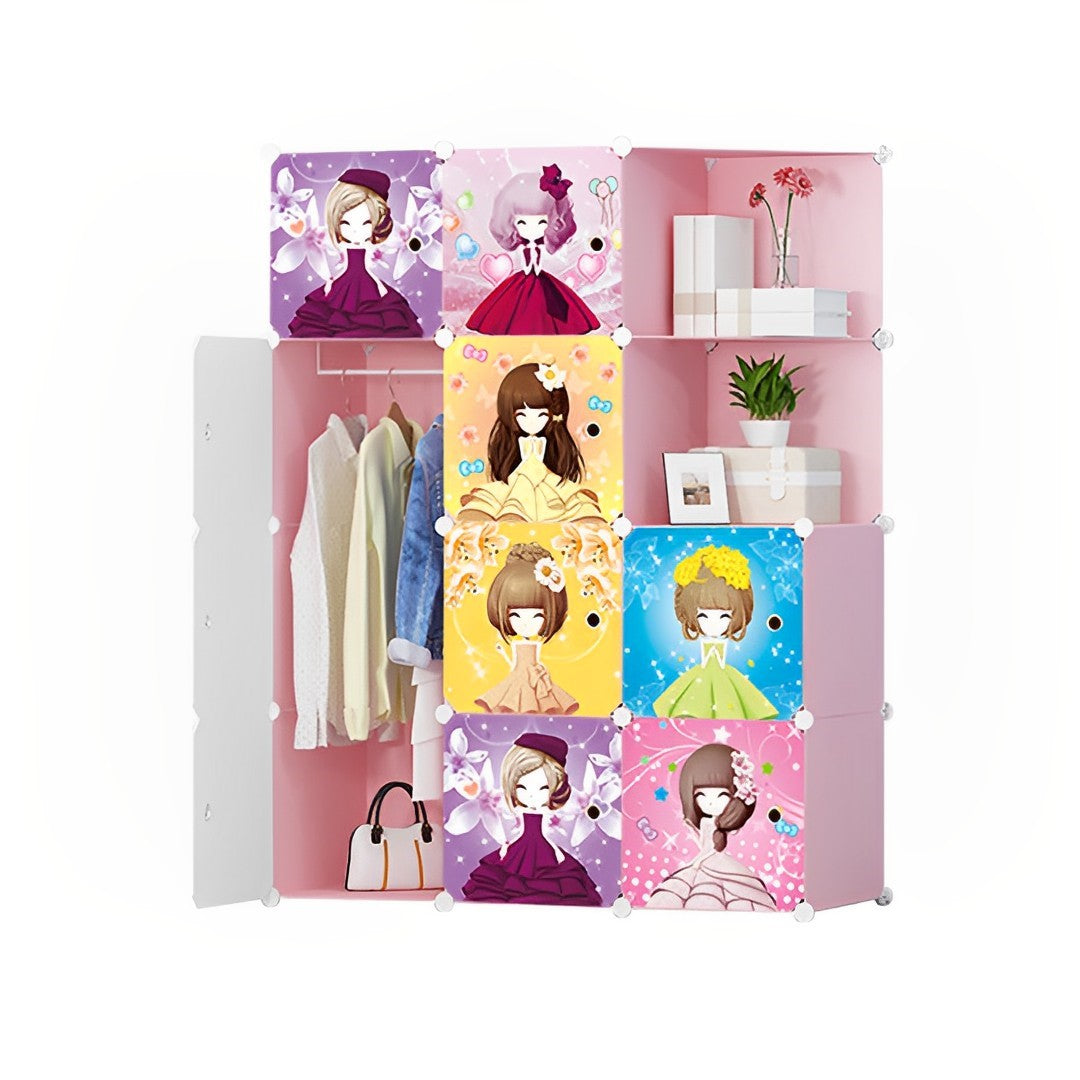 SOGA 10 Cubes Princess Design Portable Wardrobe Divide-Grid Modular Storage Organiser Foldable Closet - Cafe Supply