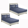 SOGA 2X Blue 183cm Wide Cross-Hatch Mattress Cover Thick Quilted Stretchable Bed Spread Sheet Protector with Pillow Covers - Cafe Supply
