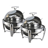 SOGA 2X 6.5L Stainless Steel Round Soup Tureen Bowl Station Roll Top Buffet Chafing Dish Catering Chafer Food Warmer Server - Cafe Supply