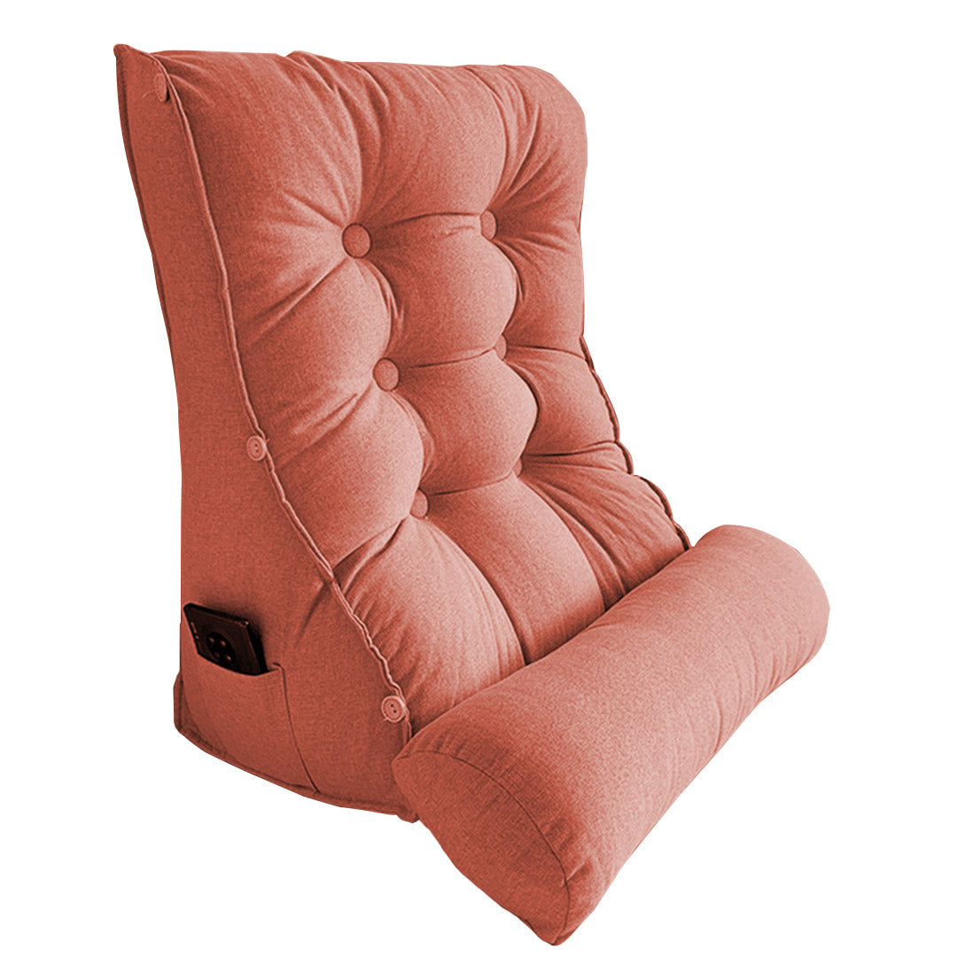 SOGA 45cm Peach Triangular Wedge Lumbar Pillow Headboard Backrest Sofa Bed Cushion Home Decor - Cafe Supply