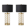 SOGA 2X Golden Hollowed Out Base Table Lamp with Dark Shade - Cafe Supply