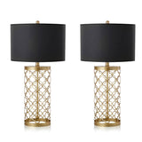 SOGA 2X Golden Hollowed Out Base Table Lamp with Dark Shade - Cafe Supply