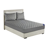SOGA Grey 183cm Wide Cross-Hatch Mattress Cover Thick Quilted Stretchable Bed Spread Sheet Protector with Pillow Covers - Cafe Supply