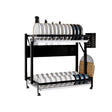 SOGA 2 Tier Steel Black Kitchen Countertop Drying Dish Rack Plate Cutlery Cutting Board Holder Dish Drainer Kitchen Organiser - Cafe Supply