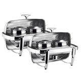 SOGA 2X 6.5L Stainless Steel Double Soup Tureen Bowl Station Roll Top Buffet Chafing Dish Catering Chafer Food Warmer Server - Cafe Supply