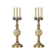 SOGA 2X 47cm Glass Candle Holder Candle Stand Glass/Metal - Cafe Supply